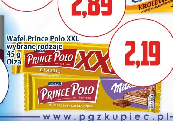 Wafel Prince Polo XXL w mlecznej czekoladzie Olza promocja w Kupiec