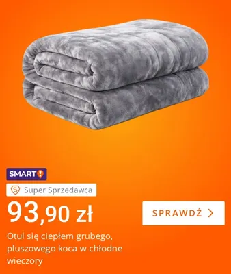 Gruby pluszowy koc promocja w Allegro