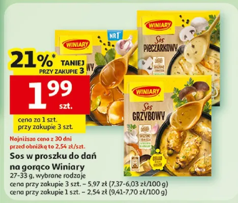 Sos w proszku do dań na gorąco Sos pieczarkowy, Sos grzybowy różne rodzaje promocja w Auchan