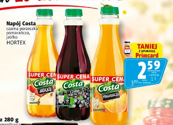 Napój Costa jabłko Hortex promocja w Prim Market