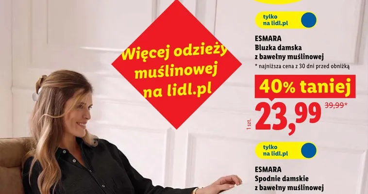 Bluzka damska z bawełny muślinowej ESMARA promocja w Lidl