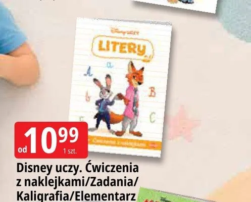 Książka Disney uczy Ćwiczenia z naklejkami Ameet promocja w Leclerc