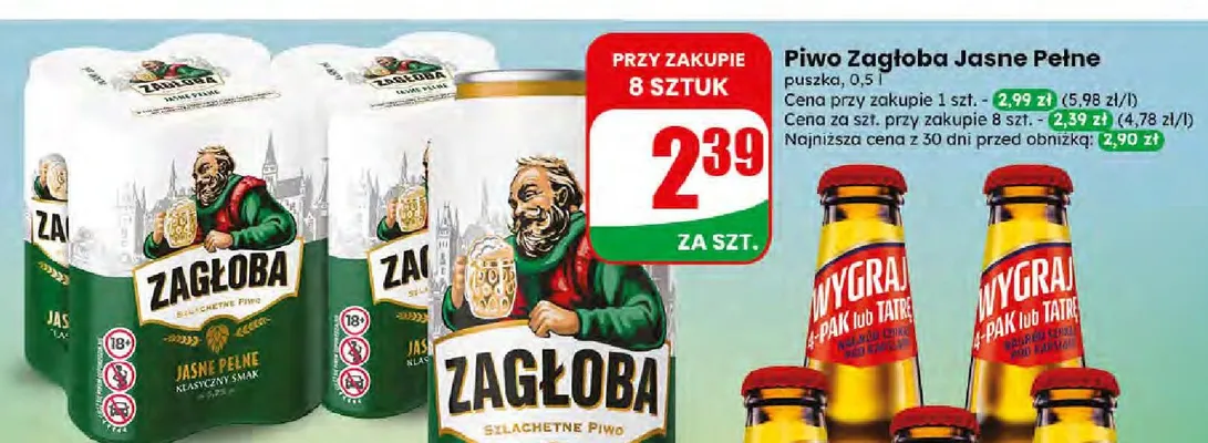 Piwo Zagłoba Jasne Pełne promocja w Dino