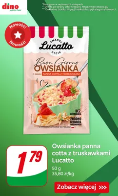 Owsianka panna cotta z truskawkami promocja w Dino