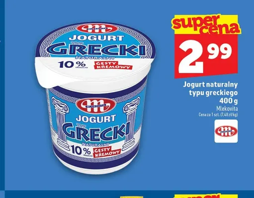 Jogurt naturalny typu greckiego Mlekovita promocja w TOPAZ