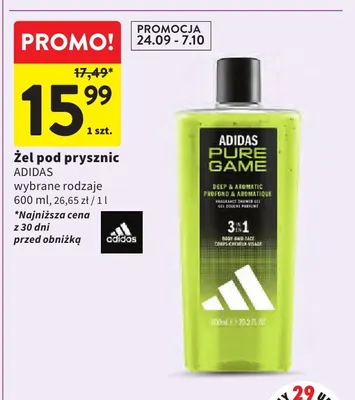 Żel pod prysznic Adidas promocja w Intermarche