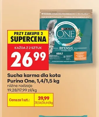Sucha karma dla kota Purina One Bifensis Adult 1,4 kg promocja w Biedronka