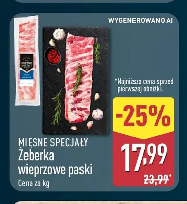 Żeberka wieprzowe paski Mięsne Specjały promocja w Aldi