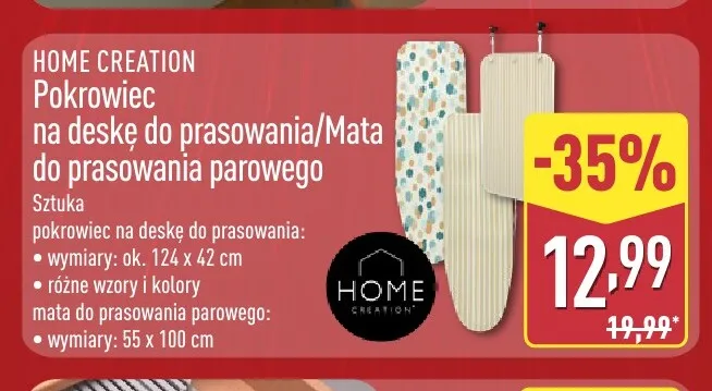 Pokrowiec na deskę do prasowania Home Creation promocja w Aldi