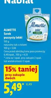 Serek puszysty lekki z ziołami Almette promocja w Lidl