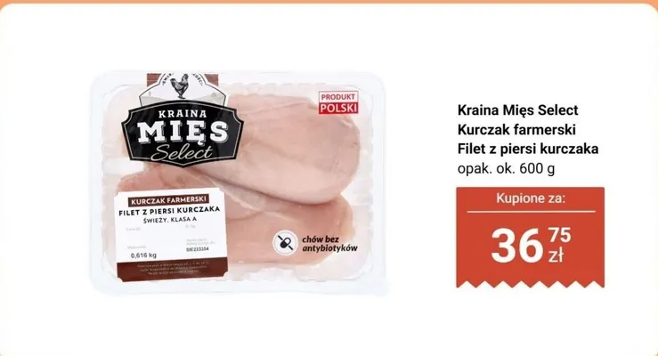 Kurczak farmerski filet z piersi kurczaka Kraina Mięs Select promocja w Biedronka