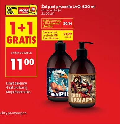 Żel pod prysznic, różne rodzaje 1+1 GRATIS promocja w Biedronka