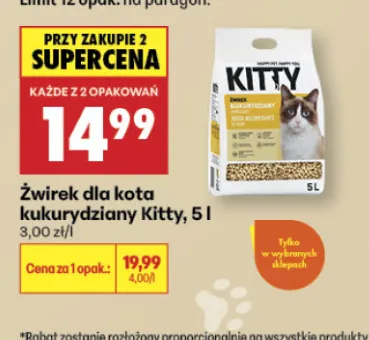 Żwirek dla kota kukurydziany Kitty promocja w Biedronka