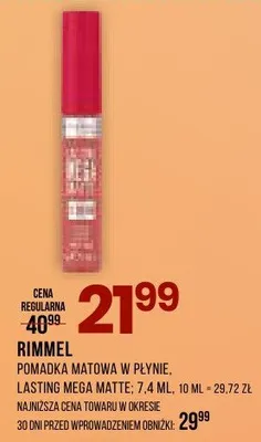 Pomadka w płynie Lasting Mega Matte promocja w Drogerie Natura