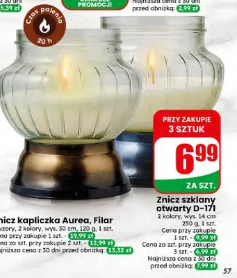 Znicz szklany otwarty D-171 promocja w Dino