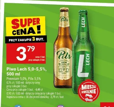 Piwo Lech Pils 5,5% promocja w Twój Market