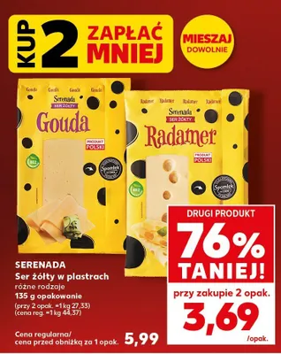 Ser żółty w plastrach różne rodzaje Serenada promocja w Kaufland