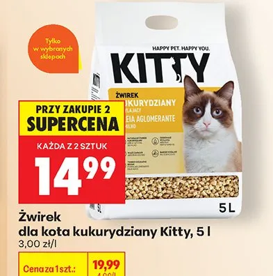 Żwirek dla kota kukurydziany Kitty promocja w Biedronka
