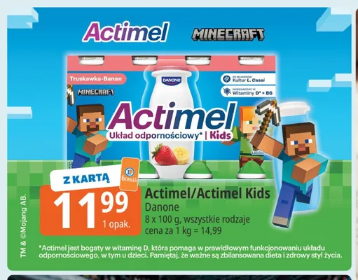 Actimel Danone 8-pak 100g promocja w Leclerc