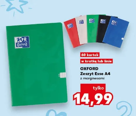 Zeszyt Esse A4 60 kartek w kratkę z marginesami Oxford promocja w Kaufland