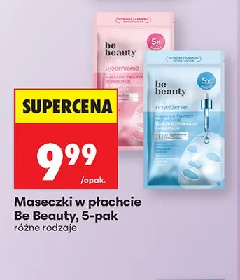 Maseczki w płachcie Be Beauty 5-pak promocja w Biedronka