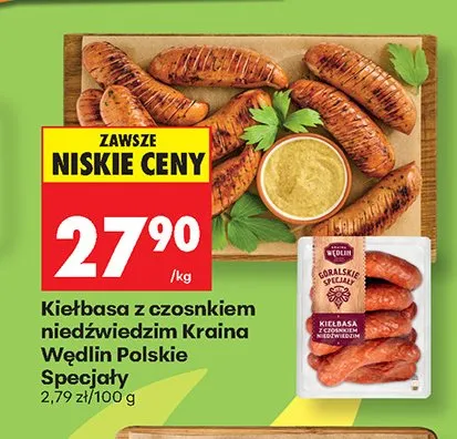Kiełbasa z czosnkiem niedźwiedzim Kraina Wędlin Polskie Specjały promocja w Biedronka
