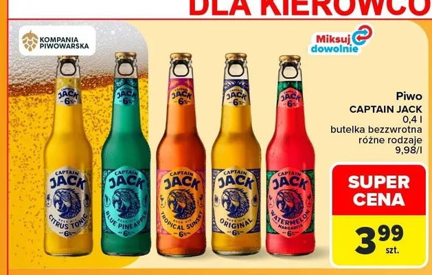 Piwo Captain Jack Tropical Sunset promocja w Carrefour