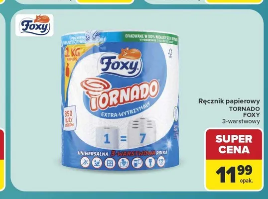 Ręcznik papierowy Foxy Tornado promocja w Carrefour Market