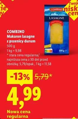 Makaron COMBINO lasagne z pszenicy durum promocja w Lidl