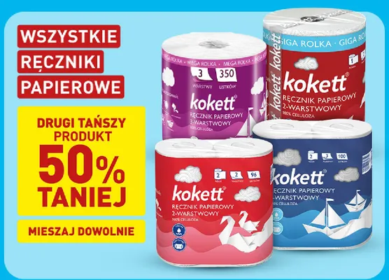 Ręcznik papierowy Kokett 2-warstwowy 2-pak 96 listków promocja w Aldi