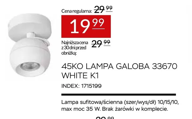 45KO lampa Galoba 33670 White K1 promocja w Abra Meble