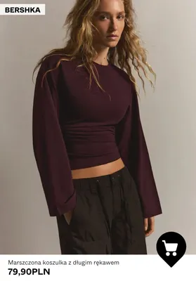 Marszczona koszulka z długim rękawem Bershka promocja w Bershka