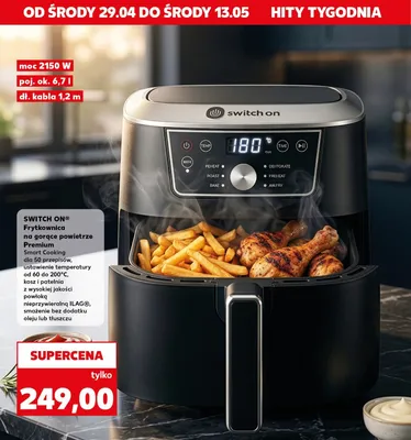 Frytkownica na gorące powietrze Switch On Premium Smart Cooking 2150W promocja w Kaufland