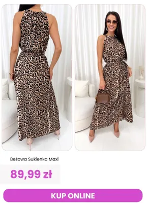 Sukienka maxi ModnaKiecka.pl beżowa promocja w Modna Kiecka