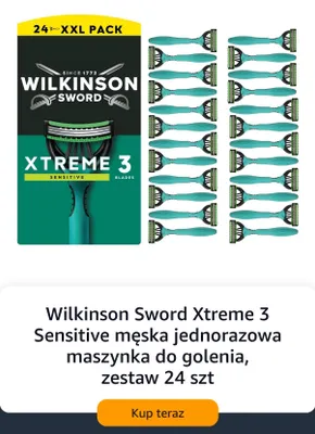 Maszynka do golenia jednorazowa męska Wilkinson Sword Xtreme 3 Sensitive 24-pak promocja w Amazon