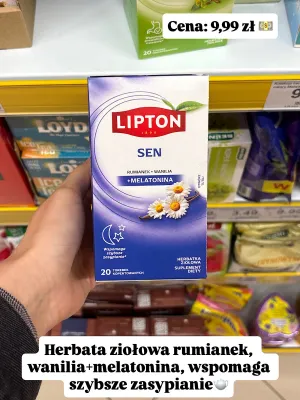 Herbatka ziołowa Lipton Sen rumianek wanilia melatonina promocja w Dino