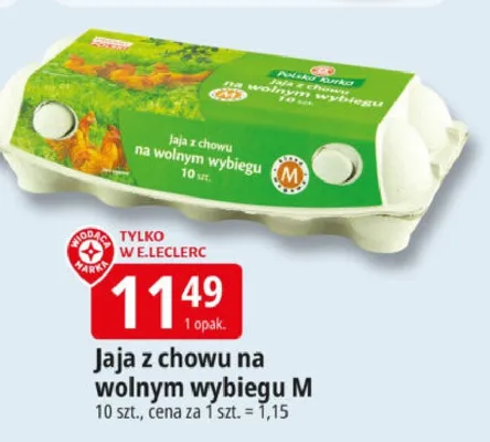 Jaja z chowu na wolnym wybiegu M promocja w Leclerc