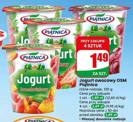 Jogurt owocowy OSM promocja w Dino
