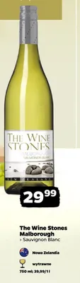 Wino białe wytrawne The Wine Stones Malborough Sauvignon Blanc promocja w Netto