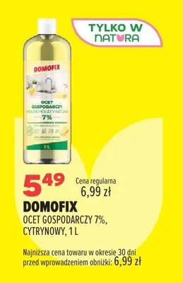 Ocet gospodarczy 7% cytrynowy Domofix promocja w Drogerie Natura
