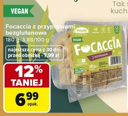 Focaccia z przyprawami bezglutenowa Incola promocja w Carrefour