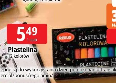 Plastelina Rexus 12 kolorów promocja w Leclerc
