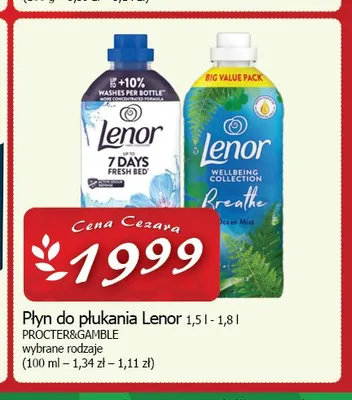 Płyn do płukania Lenor Wellbeing Collection Breathe Ocean Mist promocja w CEZAR Delikatesy
