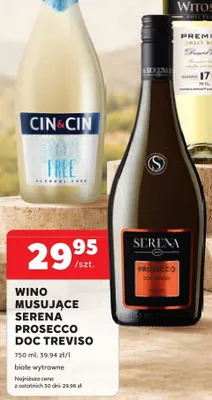 Wino musujące Serena Prosecco Doc Treviso promocja w Stokrotka