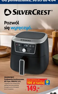 Frytkownica beztłuszczowa Air Fryer, 2000 W, 3,6 L promocja w Lidl