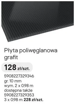 Płyta poliwęglanowa grafit promocja w Castorama
