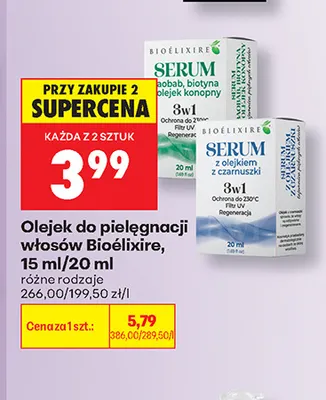 Olejek do pielęgnacji włosów Bioélixire baobab, biotyna, olejek konopny promocja w Biedronka