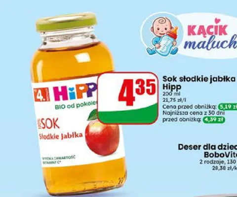 Sok słodkie jabłka Hipp promocja w Dino