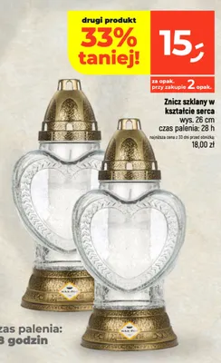 Znicz szklany w kształcie serca Max-Pol promocja w Dealz