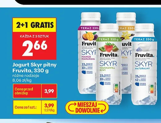 Jogurt Skyr pitny Fruvita wanilia promocja w Biedronka